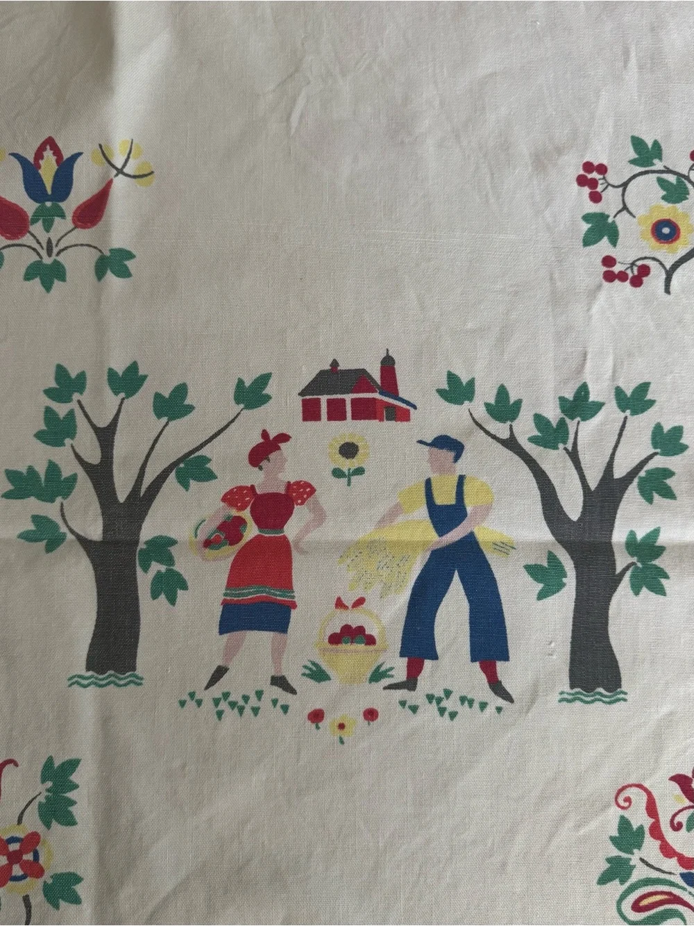 Vintage 1950-1960 Wilendur Cotton Tablecloth Pennsylvania Dutch